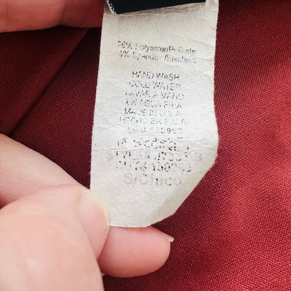 Windsor Brick Red Romper Dress Long Sleeve Faux Wrap Belted Waist Shorts V-neck - Picture 7 of 9